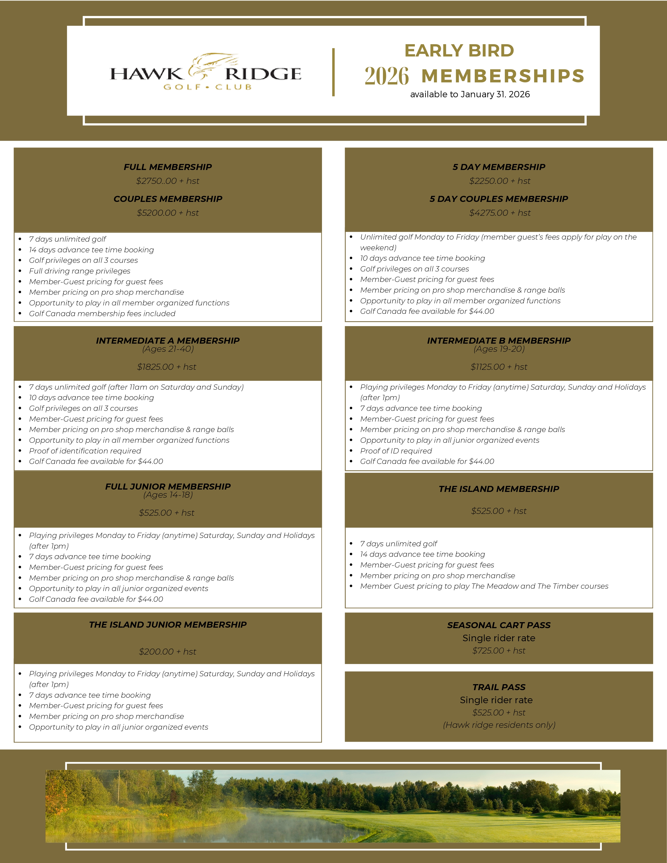 2026 Golf Memberships