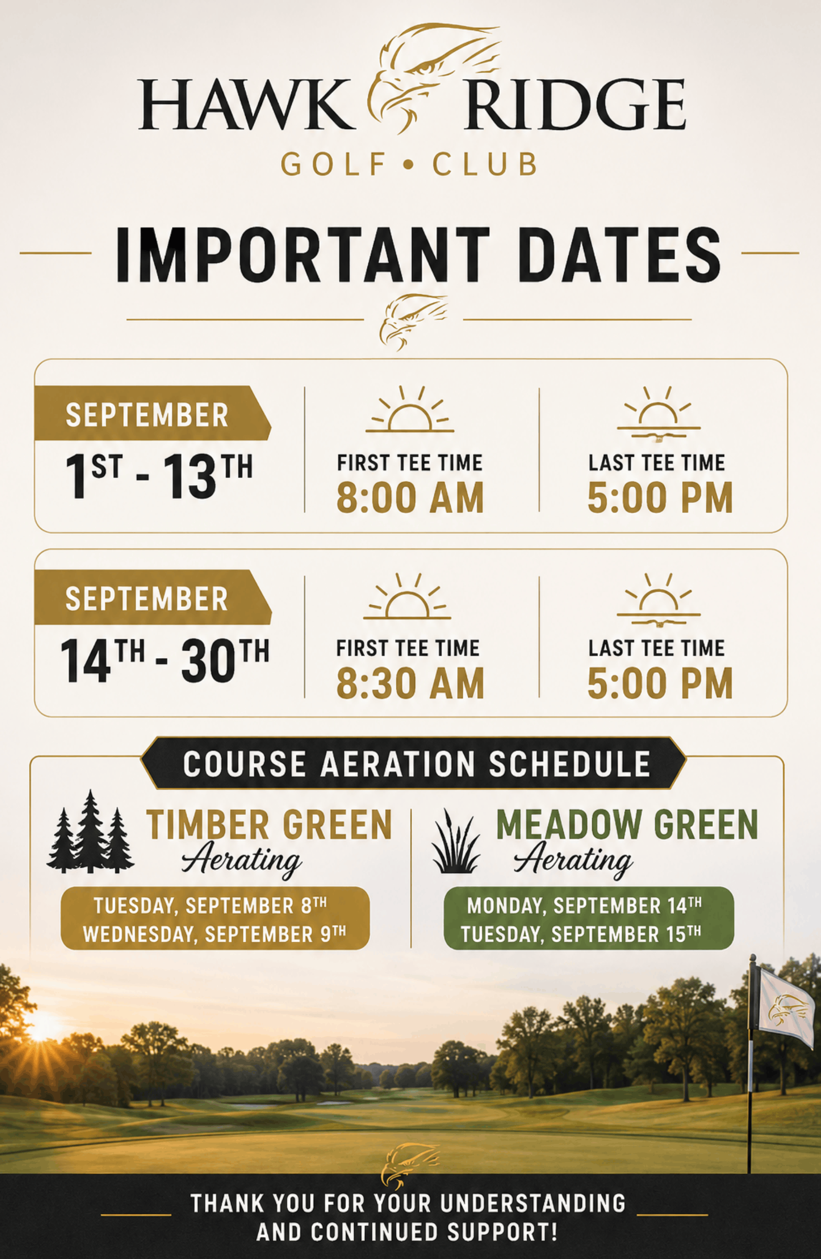 Hawk Ridge Important Dates September