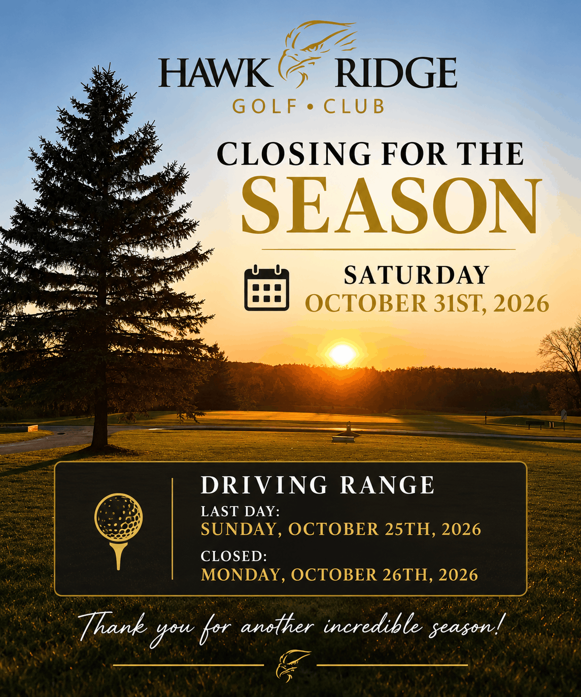 Hawk Ridge Season Closing Flyer